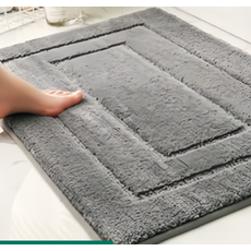 吸水絨毛地墊 超細纖維+TPE防滑底 回型/曼切斯特/加厚長毛絨, 50 x 80cm, 星空深灰, 1個