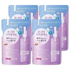 KUMANO 熊野油脂 DEVE 深層卸妝油補充包 紫色, 160ml, 濕手可用, 可卸除防水睫毛膏, 4包