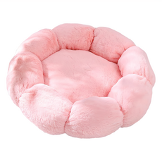 HISATO 軟綿綿花朵窩 貓窩 狗窩 貝殼窩 安全感保暖寵物窩 造型寵物窩 冬天睡窩 寵物睡床 寵物睡墊, 50cm, 粉色, 1個