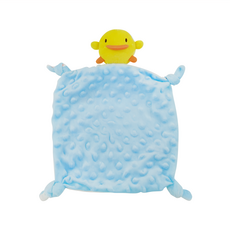 PiYOPiYO 黃色小鴨 逗趣響鈴雙面安撫巾 24 x 24cm, 藍色, 1個