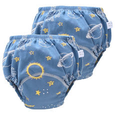 我家寶貝 6層紗寶寶學習褲, 純棉, 吸水紗布, 防漏 TPU 複合膜, L, 宇宙, 2件