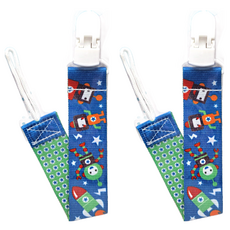 PUKU 藍色企鵝 繽紛寬版防掉帶 銀河款 夾扣齒型設計 牢固不易掉落 環保無毒PP材質, 太空, 2條