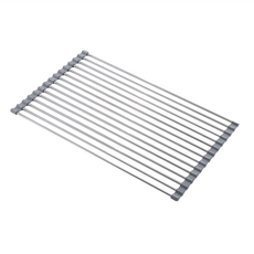 OMG 廚房水槽可折疊 洗碗槽捲簾式不鏽鋼碗盤架 15管 37cm 銀色, 1個