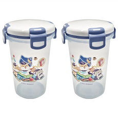 SL 三榮塑膠 柴語錄 密封扣水杯 附蓋 S-7500-1W 14 x 9cm, 480ml, 柴語錄 白色 + 透明色, 2個