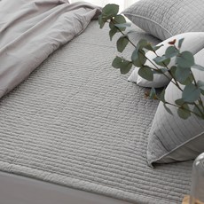 tacca tacca Natural 純棉素色鬆緊帶保潔墊 亮灰色, 110 x 200cm