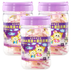 聰明虎 DHA魚油+綜合水果QQ軟糖, 水果口味, 營養豐富, 150g, 3罐