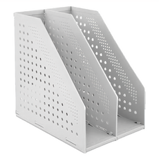 得力 開放式兩段折疊雜誌箱 方便收納 自由伸縮 安裝簡便 3mm厚PP材質, 淺灰色, 1個