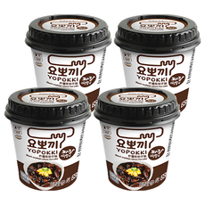 YOPOKKI 炸醬味炒年糕杯, 韓國原裝進口, 辣炒年糕即食杯, 微波加熱即可食用, 正宗韓國味, 120g, 4個