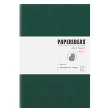 PAPERIDEAS A5 硬皮 188頁 方格 327g, 聖誕綠, 1本