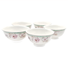 JUST HOME 骨瓷飯碗 8622-19 4.5吋 5入組 富貴牡丹, 1組