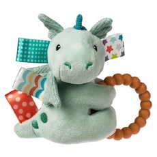 mary meyer 蜜兒 標籤手搖鈴 可刺激寶寶聽覺 精緻細節 適合寶寶手指動作練習 安全柔軟布料適合孩子抓握, 魔法小飛龍 綠色, 1個