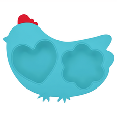 inno baby 歡樂小雞矽膠蒸盤, 食品級矽膠, 兩格分隔設計, 可用於烤箱、微波爐, 冰箱, 單件, 水藍色, 1個