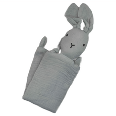 Kori Deer 可莉鹿 質感小動物純棉紗布安撫巾 兔, 煙灰, 28 x 28cm