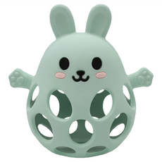 Baby Garden 咬咬派對 手握型固齒器 寶寶口腔期首選, 立體兔鼠尾草綠, 1個