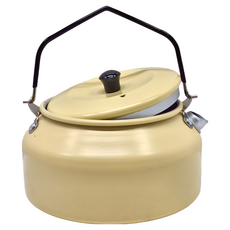 FARMERCAMP 鋁合金輕量茶壺, 900ml 大容量, 隔熱手把, 附贈收納袋, 適合登山露營, 卡其色, 1L, 1個