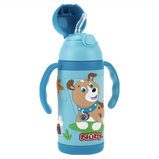 Nuby 3D超輕量不鏽鋼真空學習杯, 憨憨犬, 385ml, 1個
