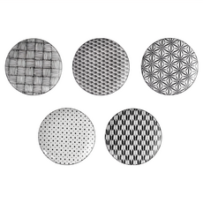 AWASAKA 粟坂 KOMON 淺湯盤 5入組 可微波爐 可洗碗機, 5 件組淺湯盤, 和風, 1組