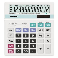 JINHO 京禾 12位元 雙電源經典桌上型稅率計算機 JH-2626T, 1台, 珍珠銀