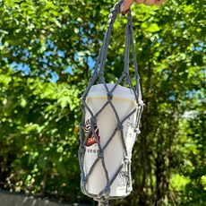 韓版手工編織咖啡杯提繩, ARMY軍綠, 1個