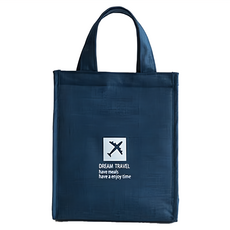 E.City 大容量簡約風牛津保溫保冷野餐便當包 防潑水, 25 x 35 x 17cm, 深藍色, 1個