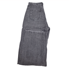 高腰直筒牛仔寬褲, S, 煙灰