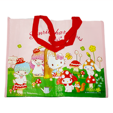 AKIRA 御衣坊 三麗鷗 Sanrio 十分有力編織購物袋 蘑菇款 聚酯纖維 PP 材質 物品收納, 450x350x100mm, 1個