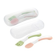 Richell 利其爾 TLI 兒童塑膠餐具組，湯匙粉色2入+叉子綠色2入+餐具盒2入, 湯匙 粉色+叉子 綠色, 湯匙+叉子+餐具盒, 2組