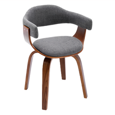 E-home Nina 妮娜布面曲木休閒餐椅 灰色 椅座可360° 旋轉, 1盒