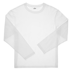 CARET 長袖高級圓領T恤, XXL, 白色