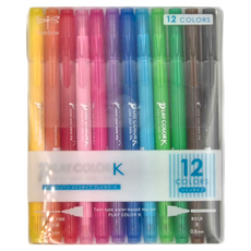 Tombow 蜻蜓牌 PLAY COLOR K 雙頭彩色筆 12色組, 多色, 1組
