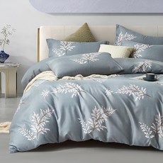 J-bedtime 床寢時光 台灣製絲柔棉雙人被套 葉語 D(210 x 180cm)