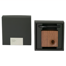 H MM 質感書寫禮盒，胡桃木質底座 + 鉛錘筆 Set, 鋁製鉛錘筆，台灣製造, 1組, 黑色