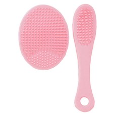 小麥購物 去角質粉刺軟毛洗臉刷 + 鼻刷, 粉色, 1組