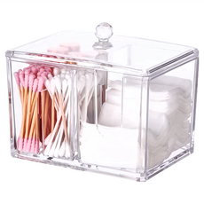 拍平方 化妝棉收納盒 透明環保PS材質, 1個, 單一顏色