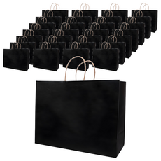 Casber科百承印 素簡無印純色手提袋 32*11*27cm, 墨黑色, 30個