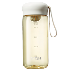 CMSH 可漾 奶油蘑菇 Tritan 茶倉泡飲水壺/隨身杯, 540ml, 1個, 馬卡龍白