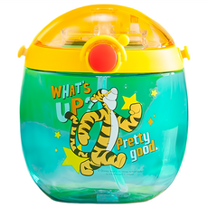 fisher-price 費雪 迪士尼 立體3D圖案矽膠包覆方形兒童用吸管水壺, 1個, 550ml, 綠色跳跳虎