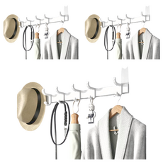 造型掛勾 6鉤 白色 門後掛勾, 3個