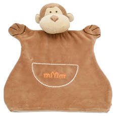 miYim 有機棉手偶安撫巾 布布小猴, 有機棉短毛不致敏, 彌月禮物推薦, 伴讀道具, 實用幼兒教具, 寶寶抓握搓揉, 安全感加倍, 1個