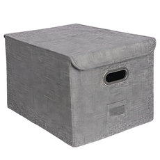 ANTIAN 可折疊帶蓋抽屜式衣物收納盒 52 x 35 x 30cm 深灰色, 1個