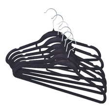 Craftsman In Storage 收納職人 無痕防滑 植絨衣架 42cm, 經典黑, 10個