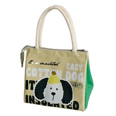 Mega 時尚多彩動物加厚鋁箔保溫袋 保冷包 便當袋 野餐袋 學生餐袋, 綠狗狗, 1個