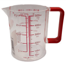 PEARL LIFE 珍珠金屬 耐熱刻度計量杯 13.5 x 10.8 x 8.7cm, 透明, 500ml, 1個