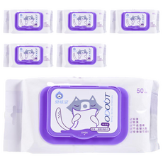 臭味滾 ODOUT 貓咪專用除臭抗菌濕紙巾, 無香精, 不含酒精, 蘆薈保濕, 50張, 6包