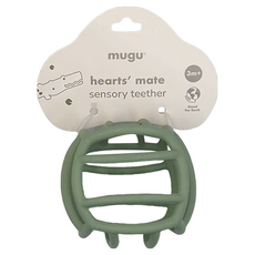 mugu 沐咕寶貝 hearts' mate 感官學習固齒器，3個月以上寶寶適用, 固齒器, 綠色, 1個