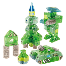 魔域文化磁力積木動物系列65pcs，激發創造力，培養空間智能, 1入, 綠色