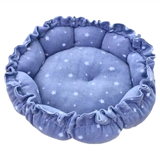 南瓜窩 二號 M 牛仔藍小星 寵物睡窩 貓窩 狗窩 寵物床墊 柔軟舒適 可調節, 1個