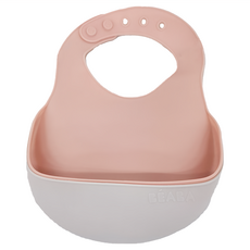 BEABA 矽膠圍兜 適用年齡4個月以上 尺寸:205x45x310mm 柔軟矽膠材質 五段式調整脖圍 立體防漏寬口袋設計, 粉灰色, 2件, 1組