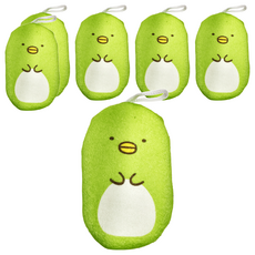 San-X 三麗鷗 卡通沐浴海綿 角落生物企鵝 柔軟 方便吊掛晾乾, 6個