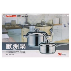 潔豹 歐洲鍋 雙耳 附蓋, 32cm, 銀色, 1盒